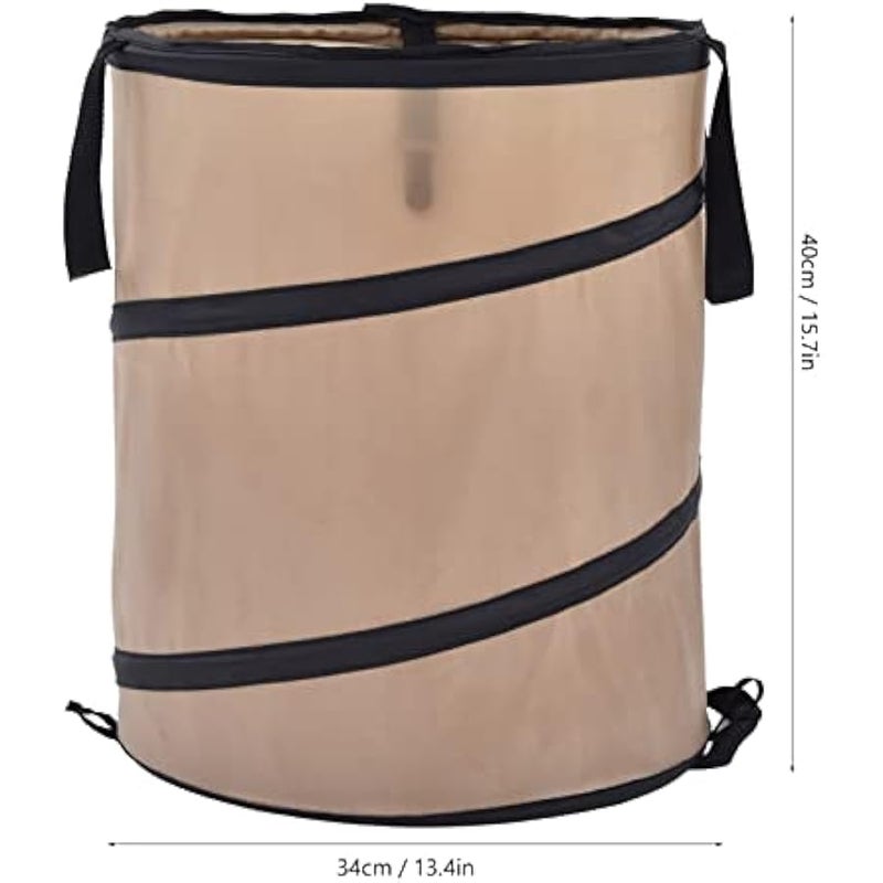 10 Gallon Collapsible Garden Leaf Waste Bag Oxford Cloth Pop out Reusable Camping Trash Can Yard Waste Bag Container for Gardens,Picnics,Camping(13.4 x 13.4 x 15.7in,Light Brown) - Image 2